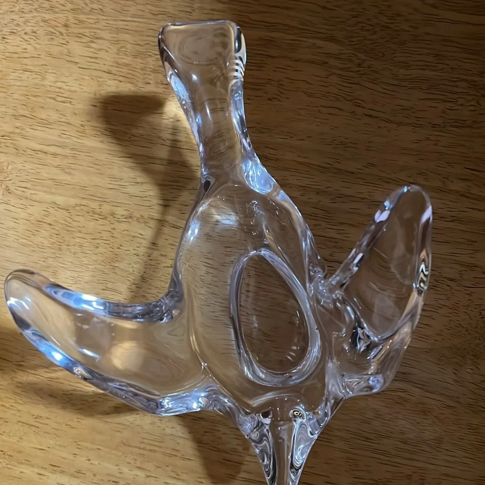 Vintage Princess House Clear Lead Crystal Flying Bird~Dove Trinket/Candy Dish